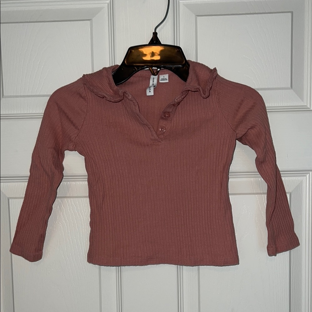 Kids Long Sleeve Ribbed Top - Mauve